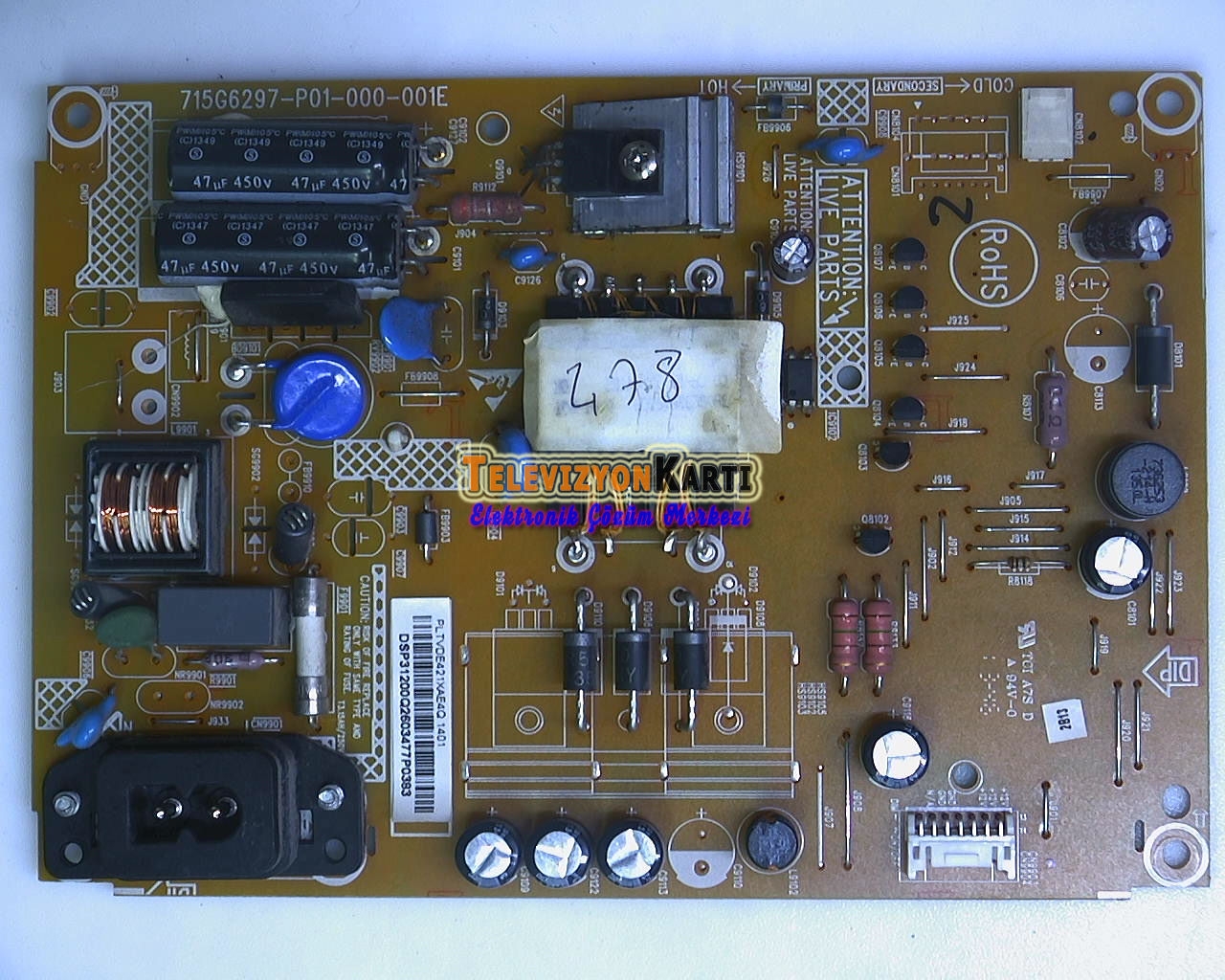 715G6297-P01-000-001E,%20PLTVDE464XAM7Q,%20DSPC050012,%20PHILIPS%2024PHK4109/12,%20Power%20Board,%20Besleme